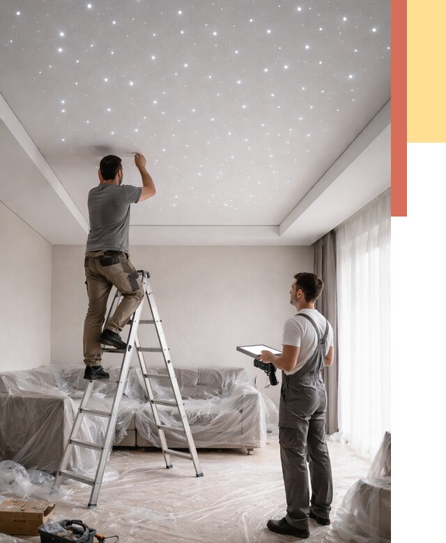 Монтаж натяжного потолка «звездное небо» в Стрежевом от 6627 руб. | ОТДЕЛОЧНИК-Стж