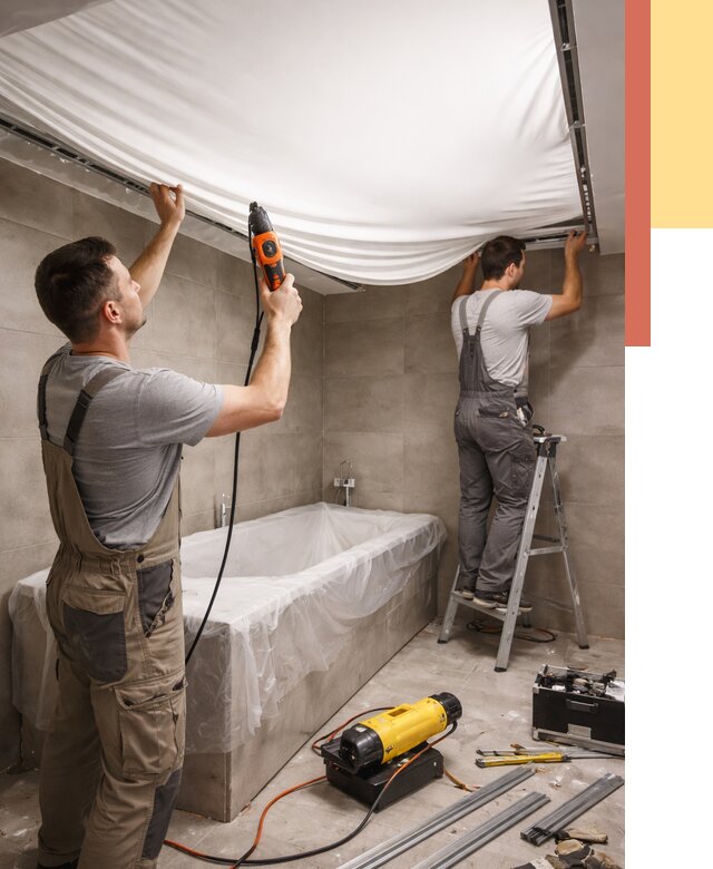 Монтаж натяжного потолка в ванной в Стрежевом от 1223 руб. под ключ | ОТДЕЛОЧНИК-Стж