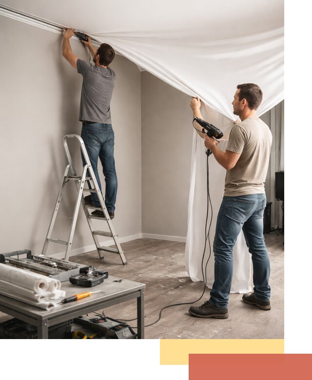 Монтаж натяжного потолка в студии в Стрежевом