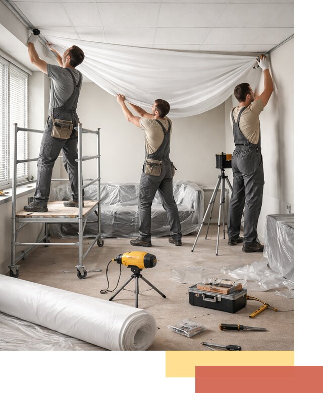 Монтаж натяжного потолка в офисе в Стрежевом