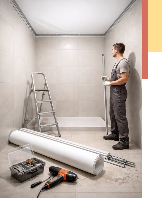 Монтаж натяжного потолка в санузле в Стрежевом от 1886 руб. — ОТДЕЛОЧНИК-Стж