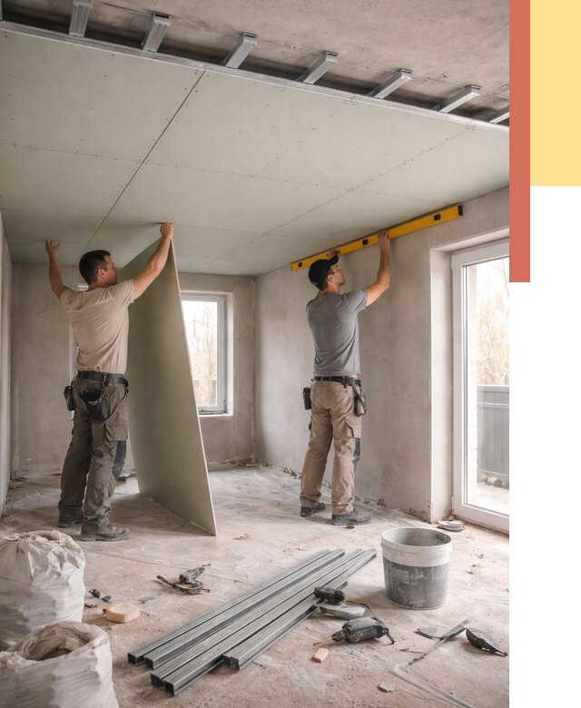 Одноуровневый потолок из гипсокартона в Стрежевом от 765 руб. — монтаж под ключ | ОТДЕЛОЧНИК-Стж