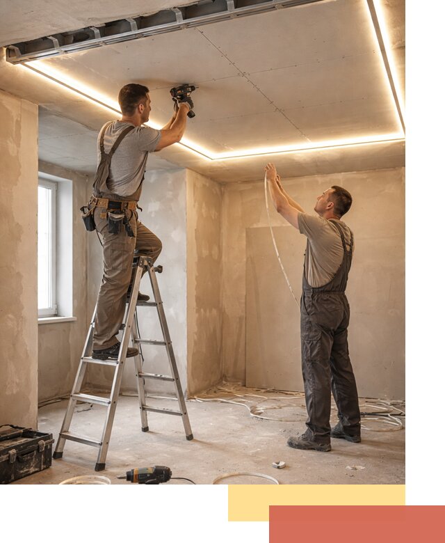 Потолок из гипсокартона с подсветкой в Стрежевом