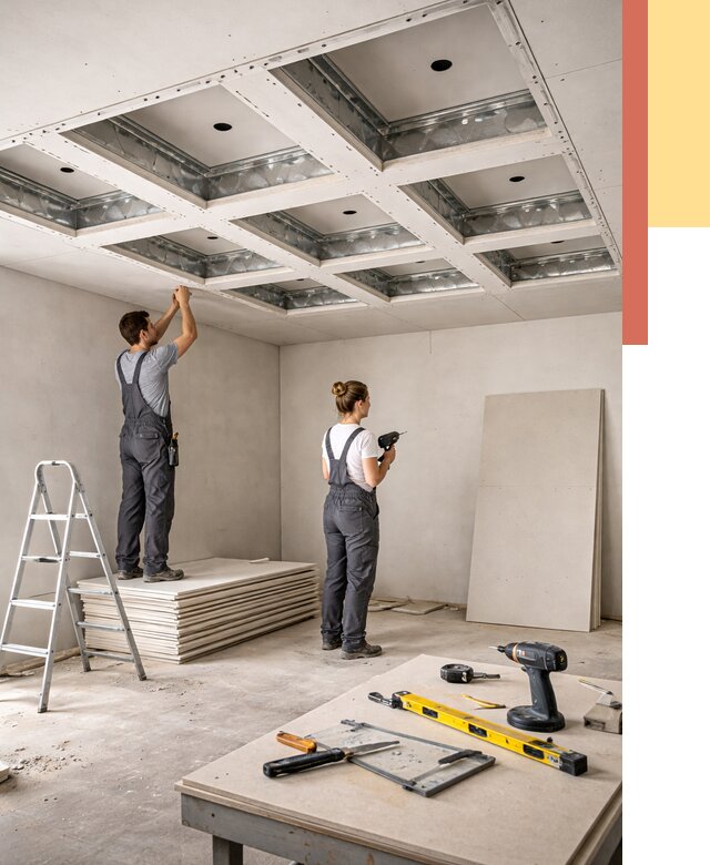 Кессонный потолок из гипсокартона в Стрежевом от 1886 руб. — монтаж и под ключ | ОТДЕЛОЧНИК-Стж