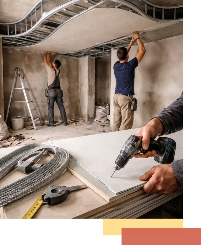 Криволинейный потолок из гипсокартона в Стрежевом — монтаж и отделка