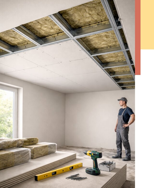 Звукоизоляция потолка ГКЛ в Стрежевом от 969 руб. — монтаж под ключ | ОТДЕЛОЧНИК-Стж