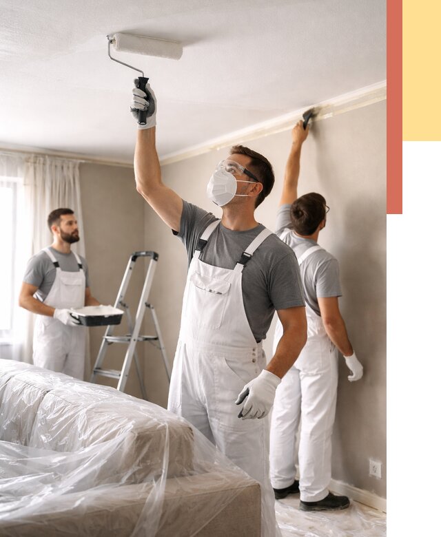 Покраска потолка водоэмельсионной краской в Стрежевом от 2243 руб/м² — услуги под ключ | ОТДЕЛОЧНИК-Стж