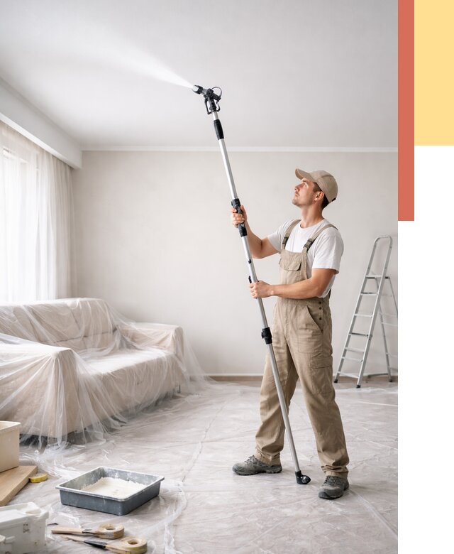 Покраска потолка краскопультом в Стрежевом от 4588 руб. быстро и недорого | ОТДЕЛОЧНИК-Стж