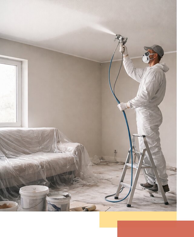 Покраска потолка краскопультом в Стрежевом быстро и качественно